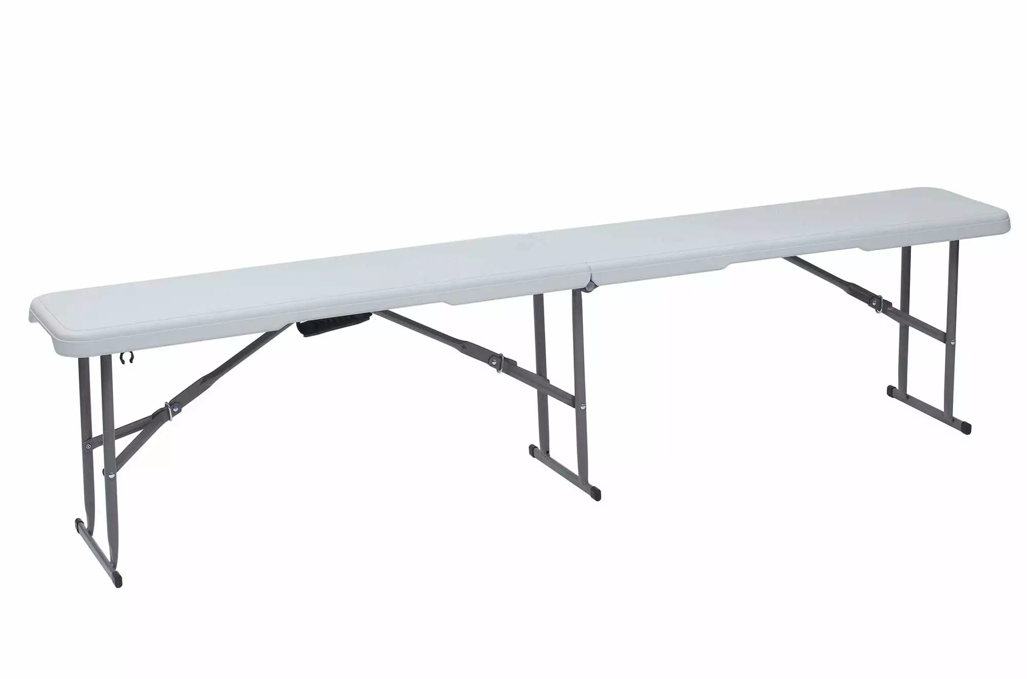 TentandTable 6 Foot White Plastic Fold Half Bench Portable Outdoor Seating Benches