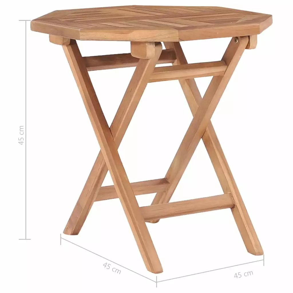 vidaXL Folding Patio Table 17.7x17.7x17.7 Solid Teak Wood Outdoor Use