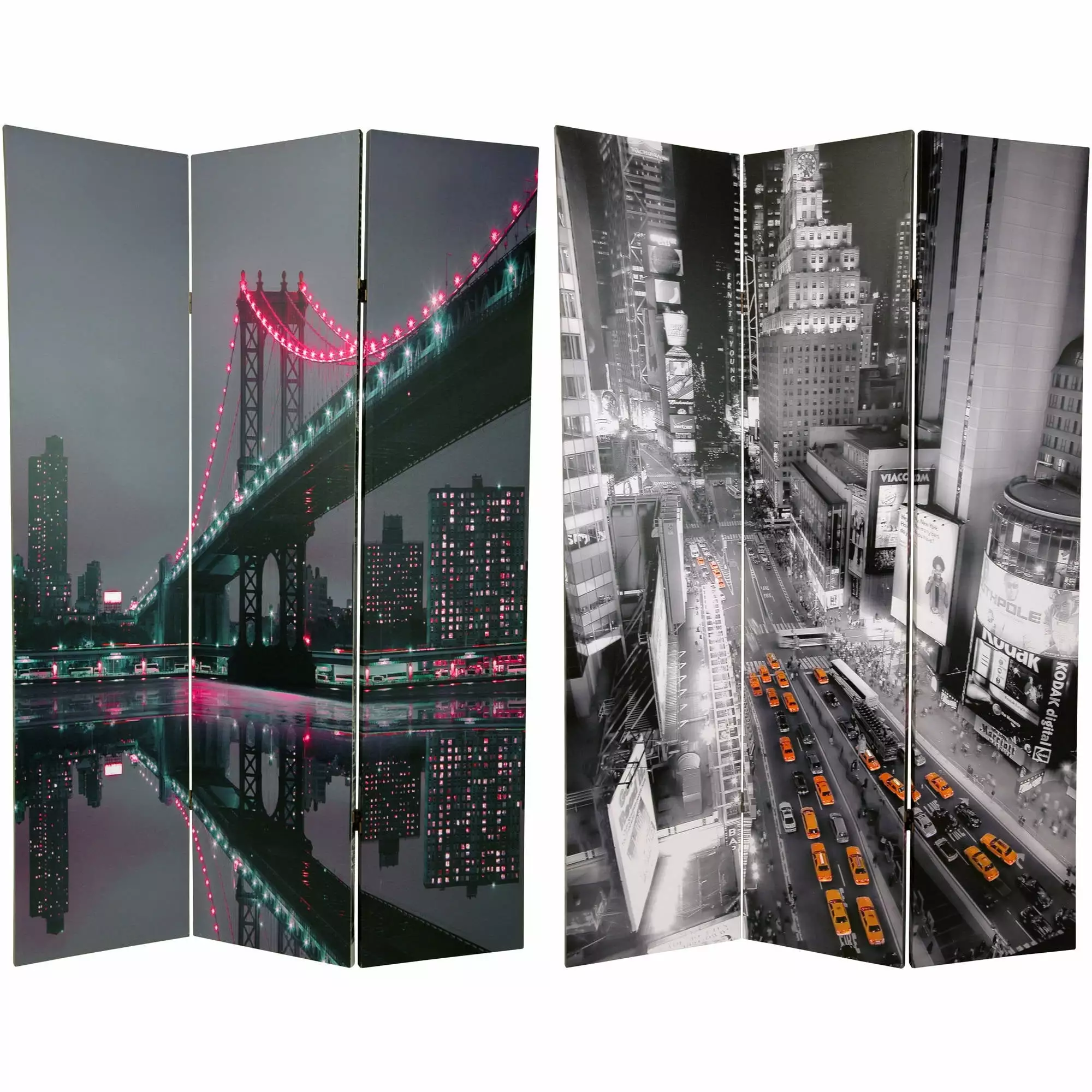 Oriental Furniture 6 ft Tall New York State Mind Room Divider 3 Panel