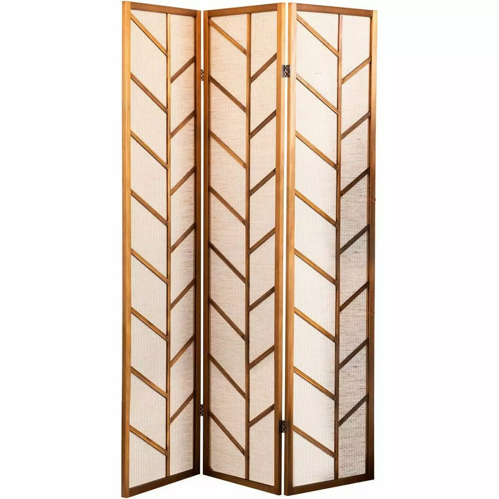 Pemberly Row Foldable 3 Panel Screen Walnut and Linen Finish