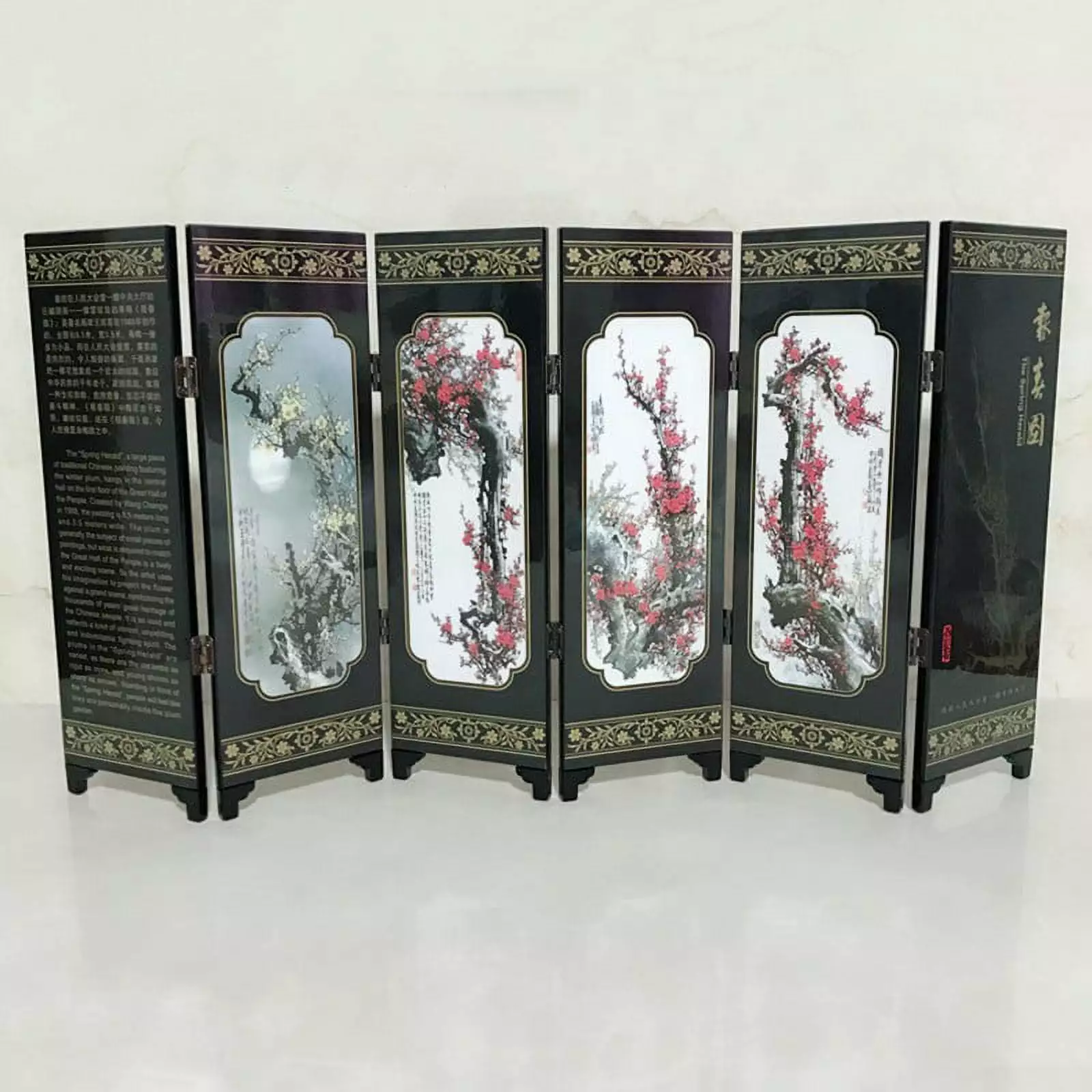 6-Panel Spring Bamboo Screen Room Divider Wood Folding Partition Mini Gift UHUSE