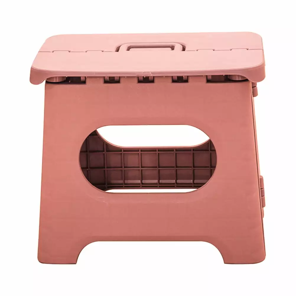 Qumonin Small Foldable Stool - Travel-Friendly Folding Taboret Home Office Bathroom (Pink)