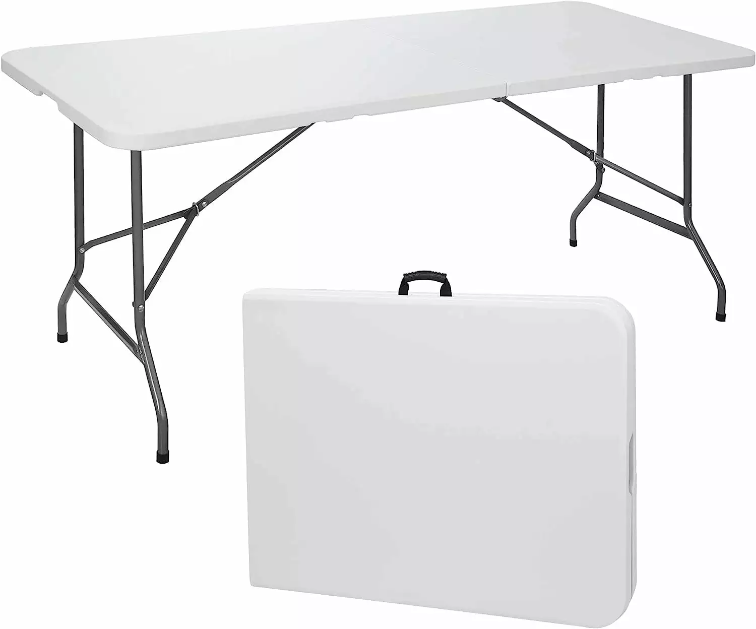 6ft Heavy Duty Plastic Folding Table Steel Legs Indoor Outdoor Camping Dining Party