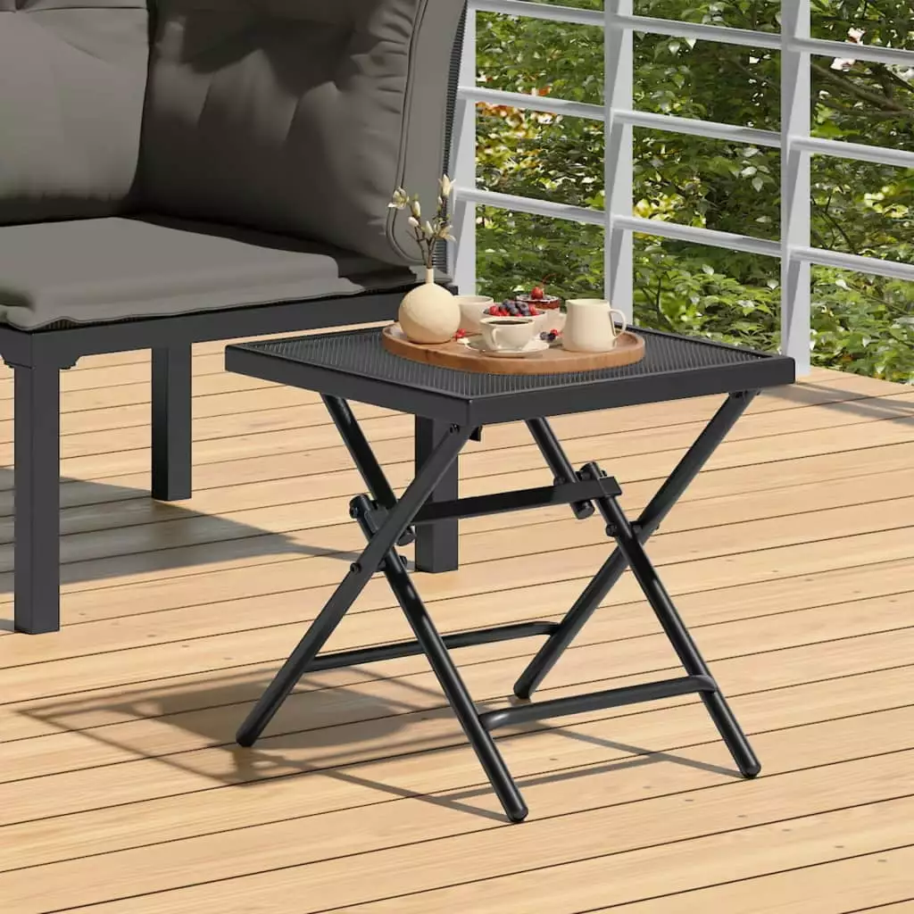 Dcenta Folding Patio Table Anthracite 15x15x15 Steel Mesh Outdoor Use