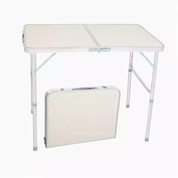 90x60x70cm Home Use Aluminum Alloy Folding Table White Compact Lightweight Fantadool
