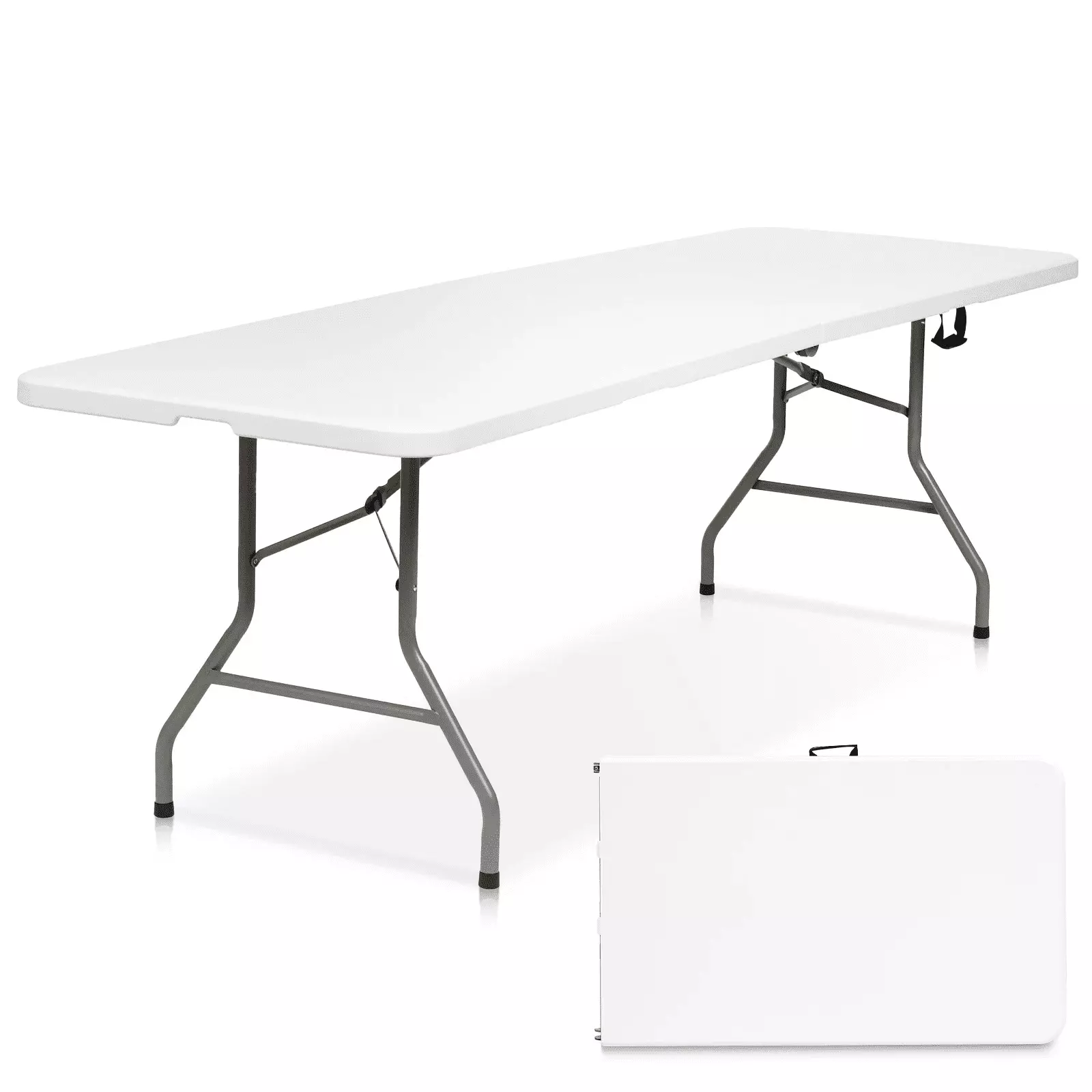 8ft Portable Plastic Folding Tables Home Garden Office Indoor Outdoor White FHWM2