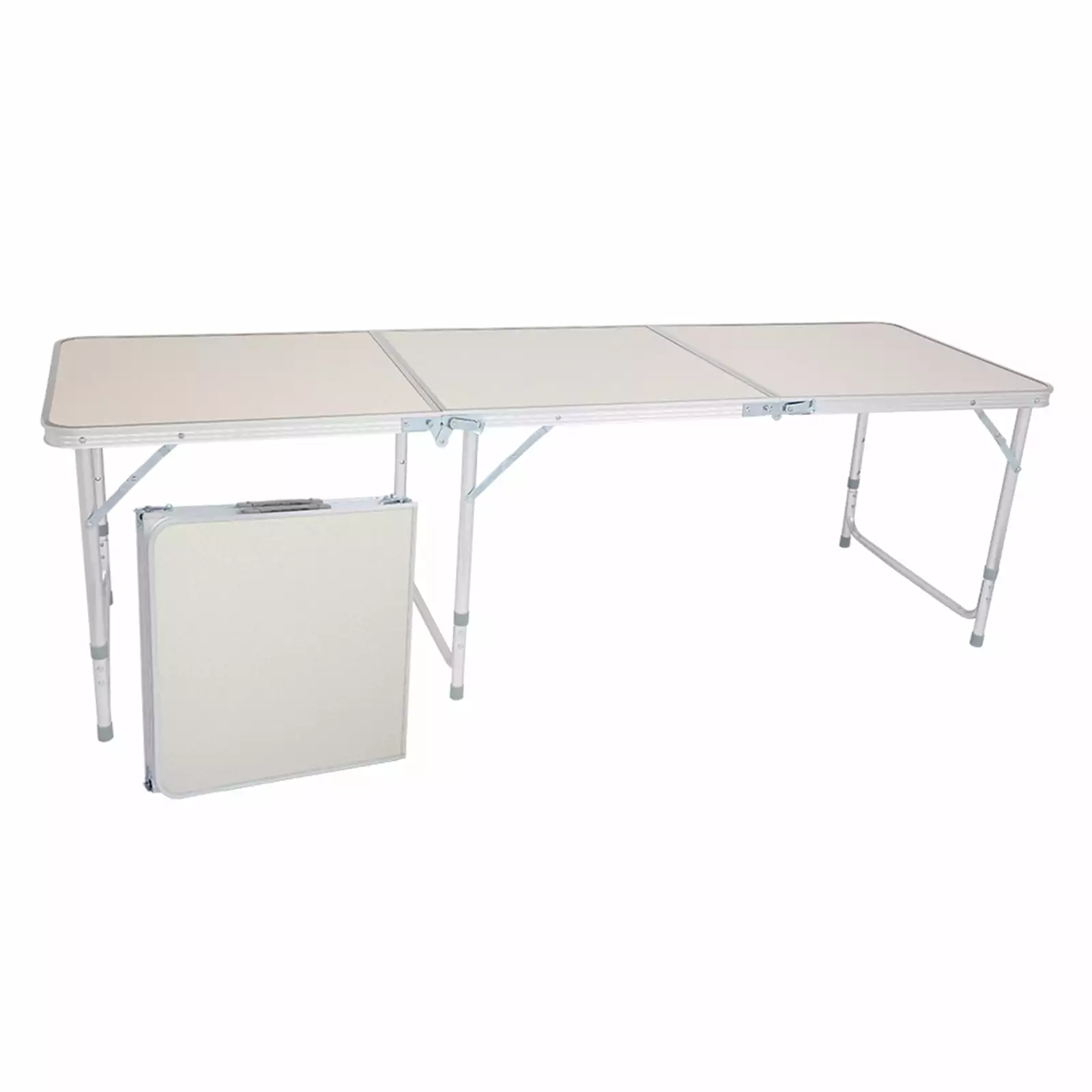 Home Use White Aluminum Folding Table 180 x 60 x 70cm Lightweight Durable Portable Small Spaces funchic