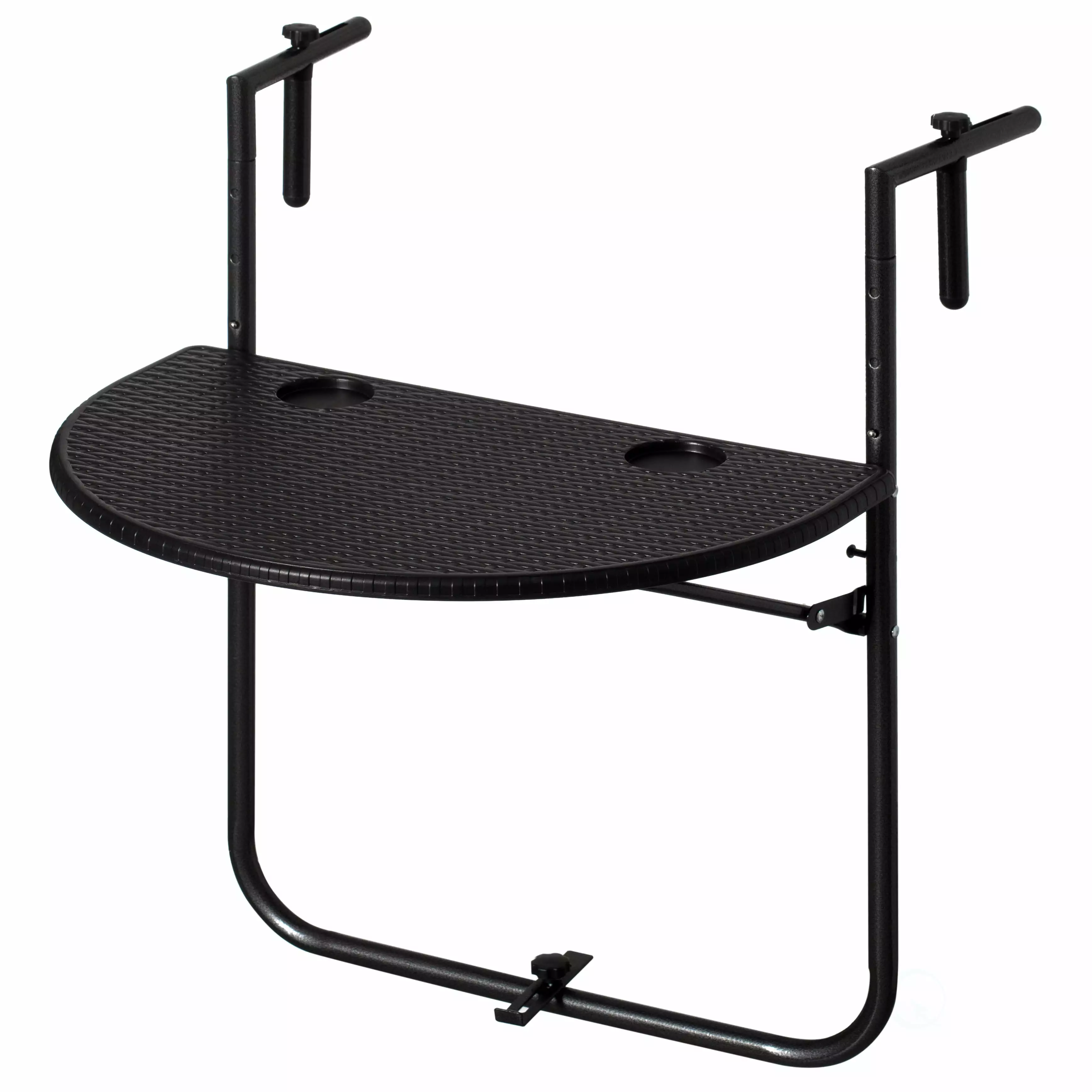 Indoor Outdoor Rattan Decorative Plastic Foldable Balcony Table Black Gardenised