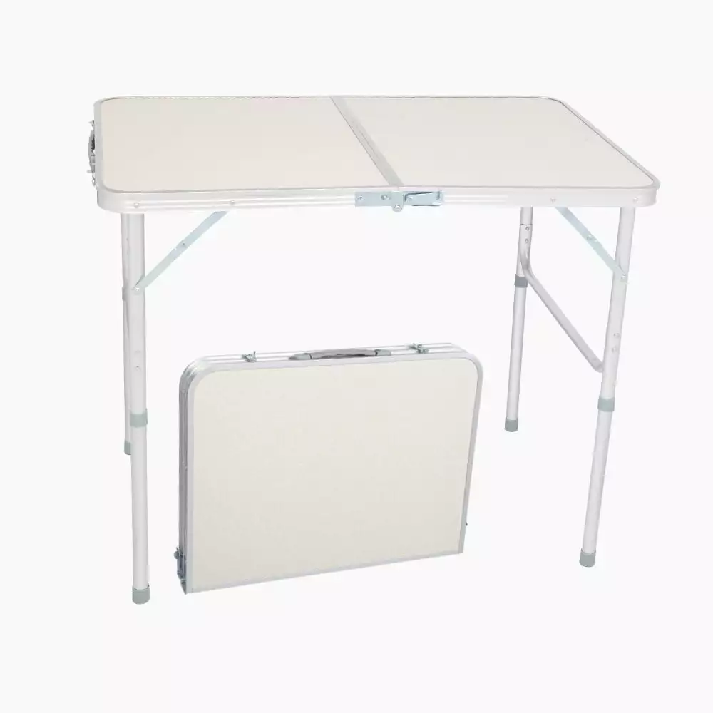 Aluminum Alloy Folding Table Portable Desk Picnic Table Home Use White 90 x 60 x 70cm IM Lashes