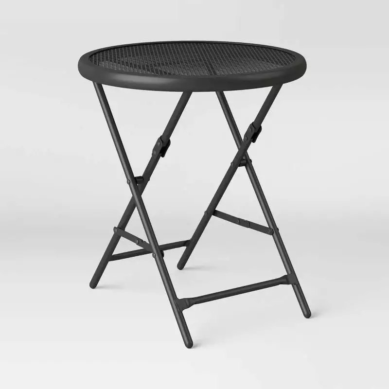 JAL 18 Inch Black Stencil Patio Folding Table Outdoor Drinks and Snacks