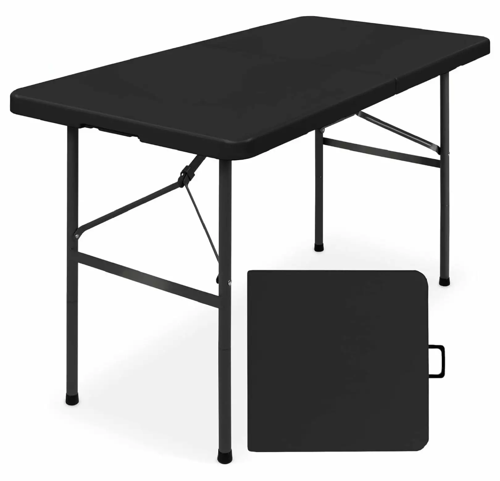 Plastic Folding Table Fold--Half Portable Utility Table Heavy Duty Picnic Party Camping Black 4ft Liuyao