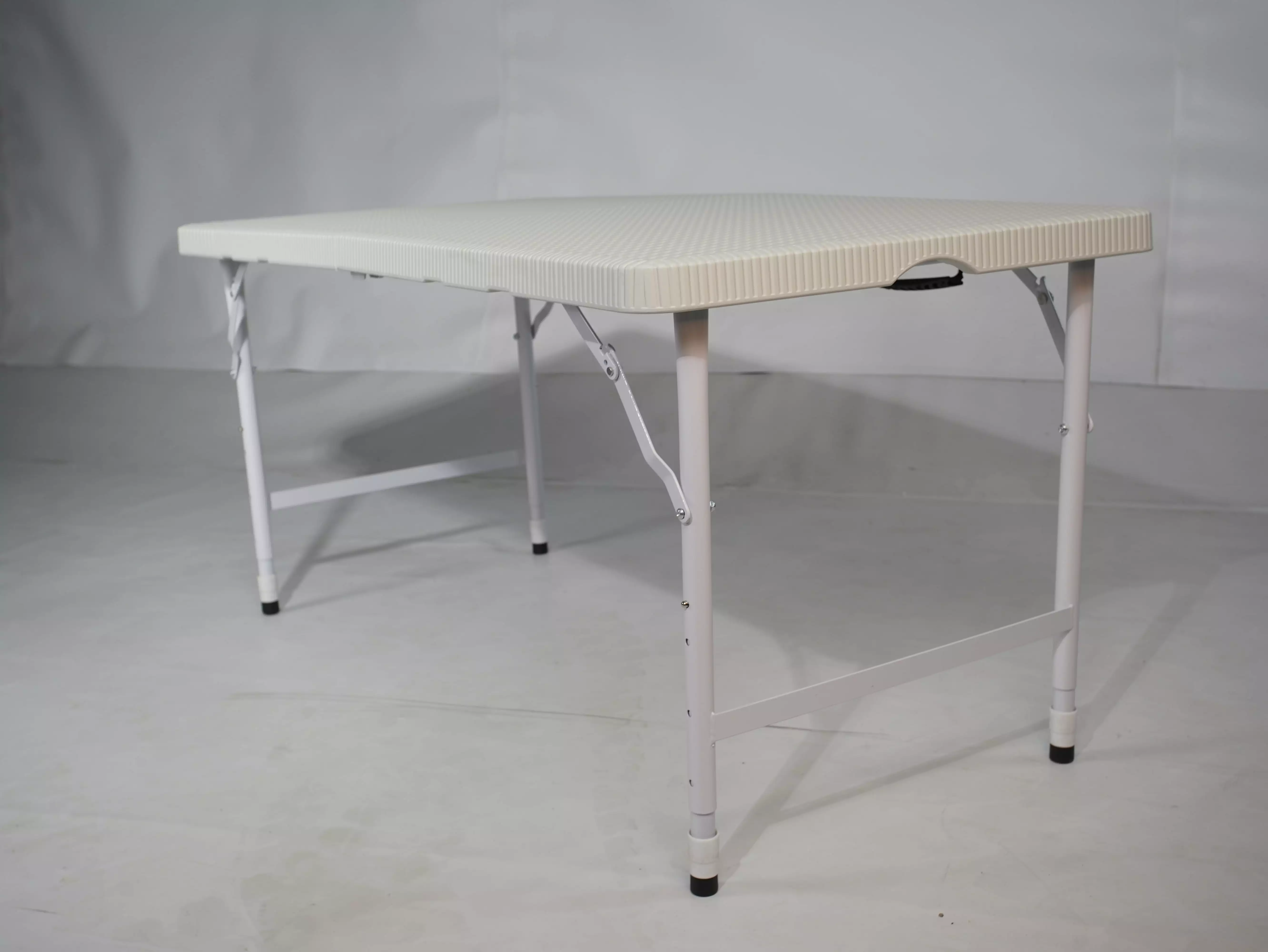 4ft Rattan Folding Table Indoor Outdoor Portable White Foldable Table Patio or Garden Living Pavilion
