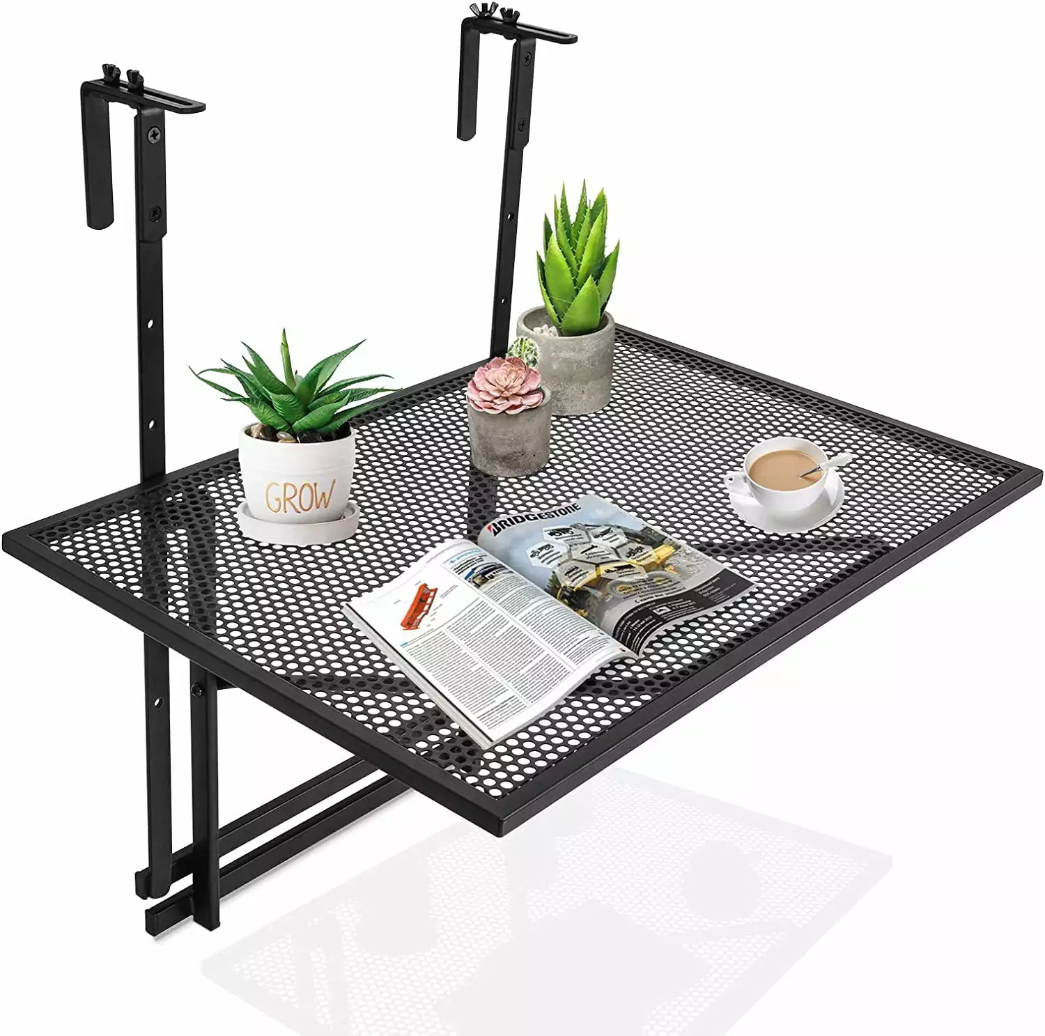 Outdoor Folding Hanging Table 5 Height Adjustable Foldable Space Saving Railing Serving Table Patio Balcony Deck LukeMax