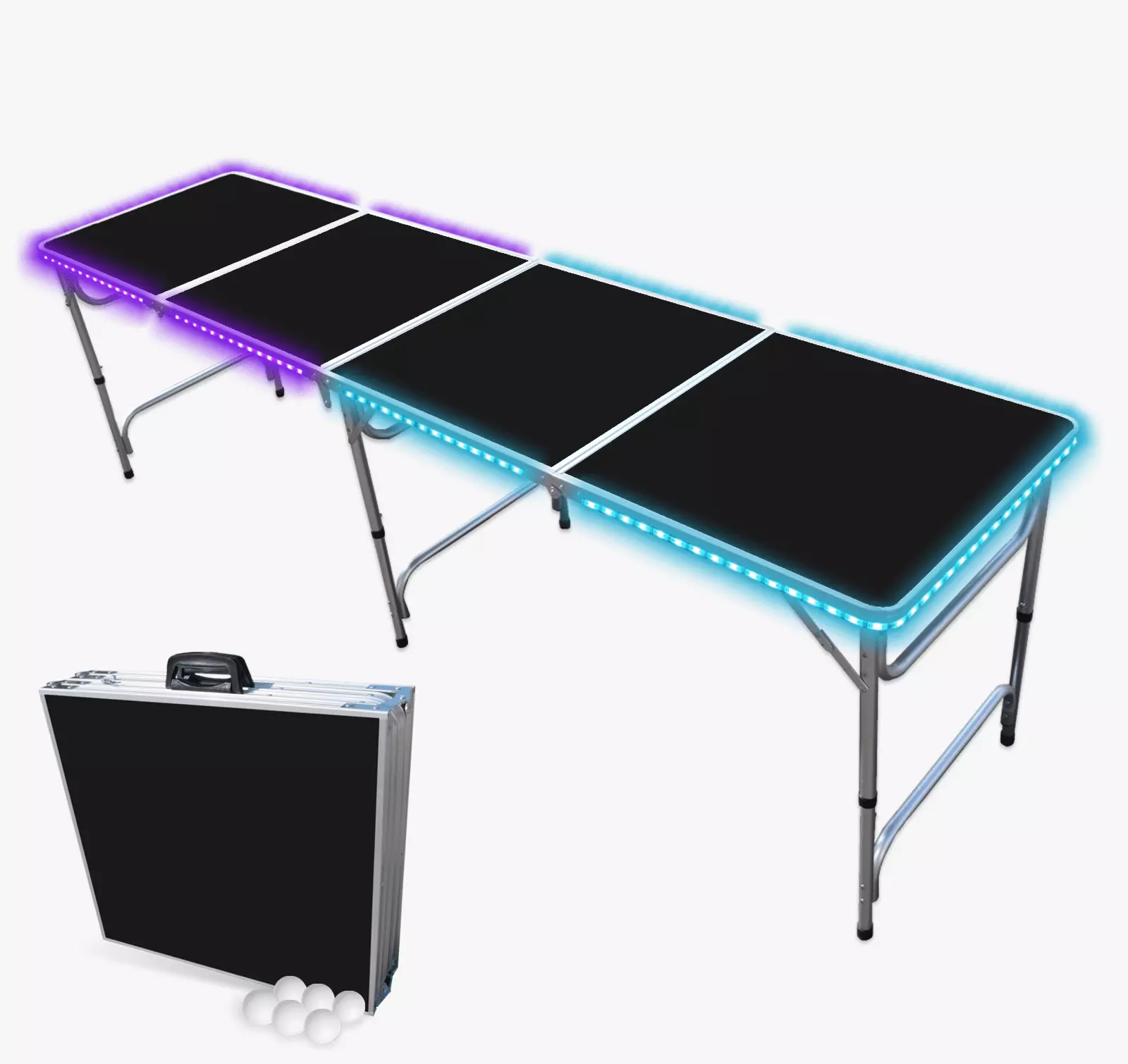 Portable Folding Table LED Lights - Adjustable 8ft or 4ft Party Table Kids and Adults Party Pong