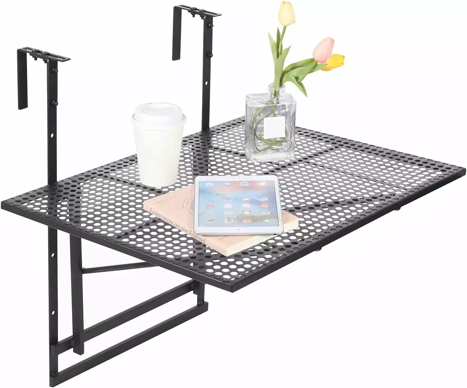 REDCAMP Outdoor Folding Hanging Table 5 Height Adjustable Space Saving Railing Serving Table