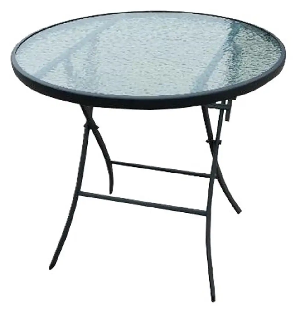 Seasonal Trends 50632 Folding Table Glass Top Outdoor Patio Dining