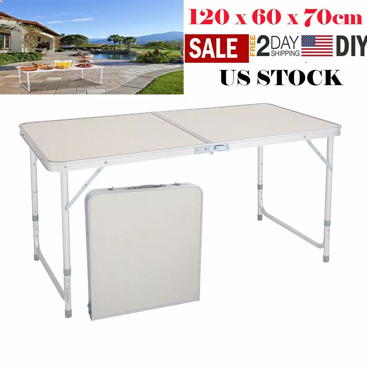 4Ft Folding Table Portable Indoor Outdoor Picnic Party Dining Camp Tables White SINWE