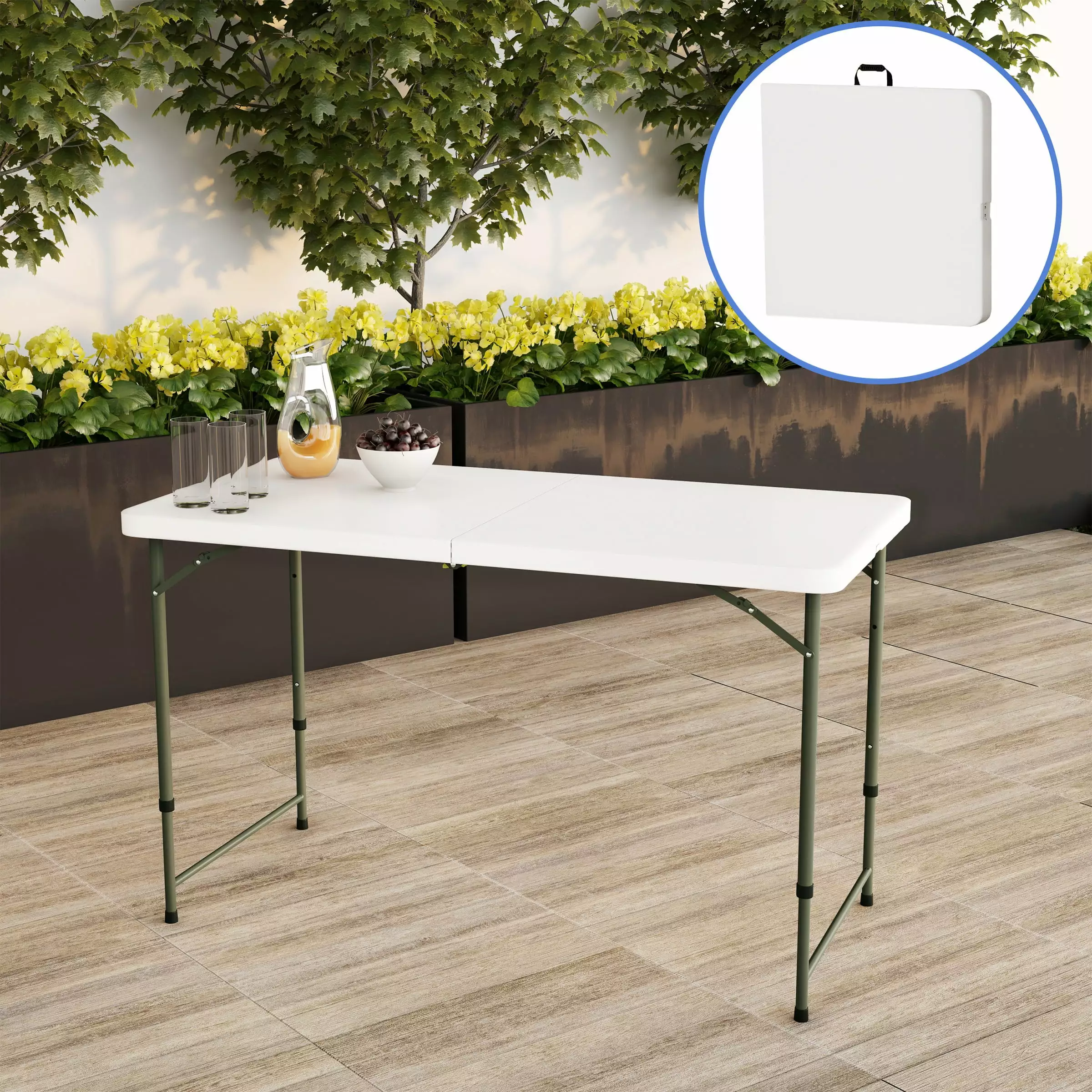 Somerset Home 4-Foot Adjustable Folding Table 2 Height Settings White