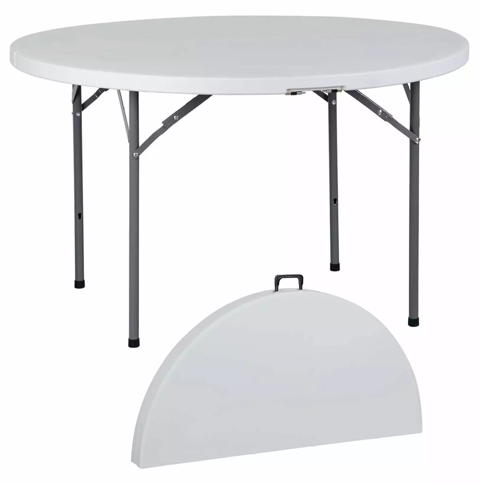 JungleA 4ft Round Folding Table Indoor Outdoor Plastic Table Handle Event Party UooMi