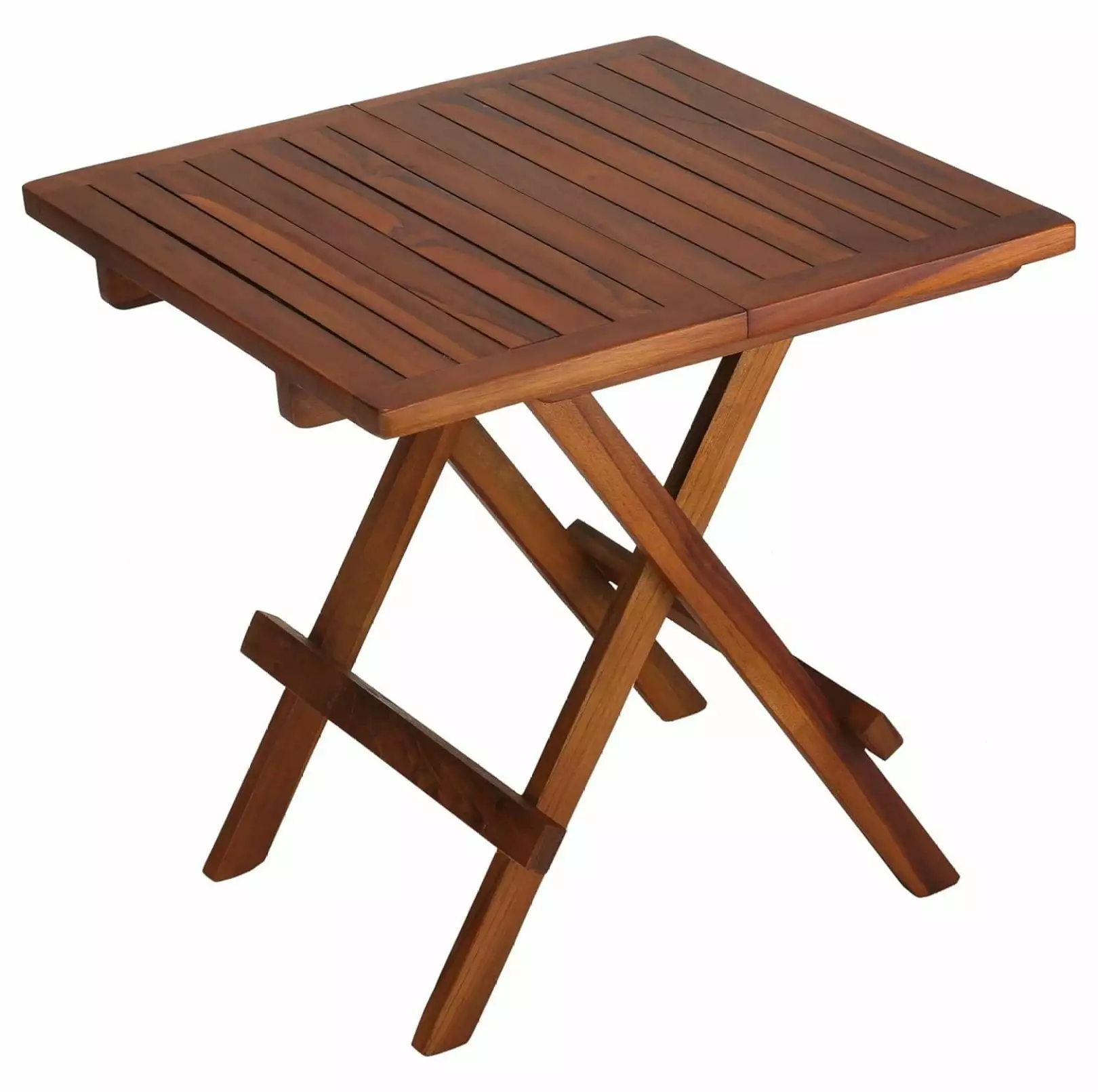 Werqueid Ravinia Folding Teak Small Table Oiled Finish Brown Compact Outdoor Table