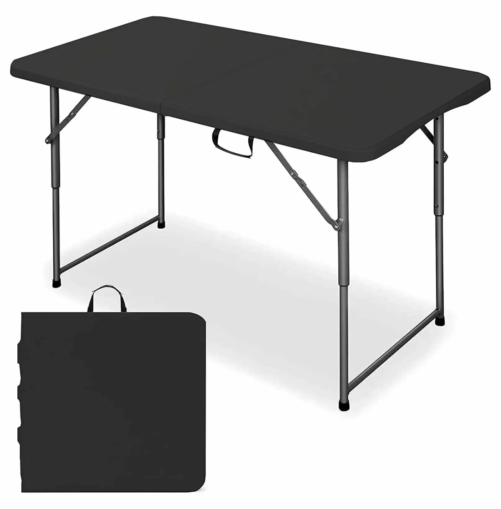 YuraZH 4FT Fold--Half Table Portable Folding Table Black Heavy Duty