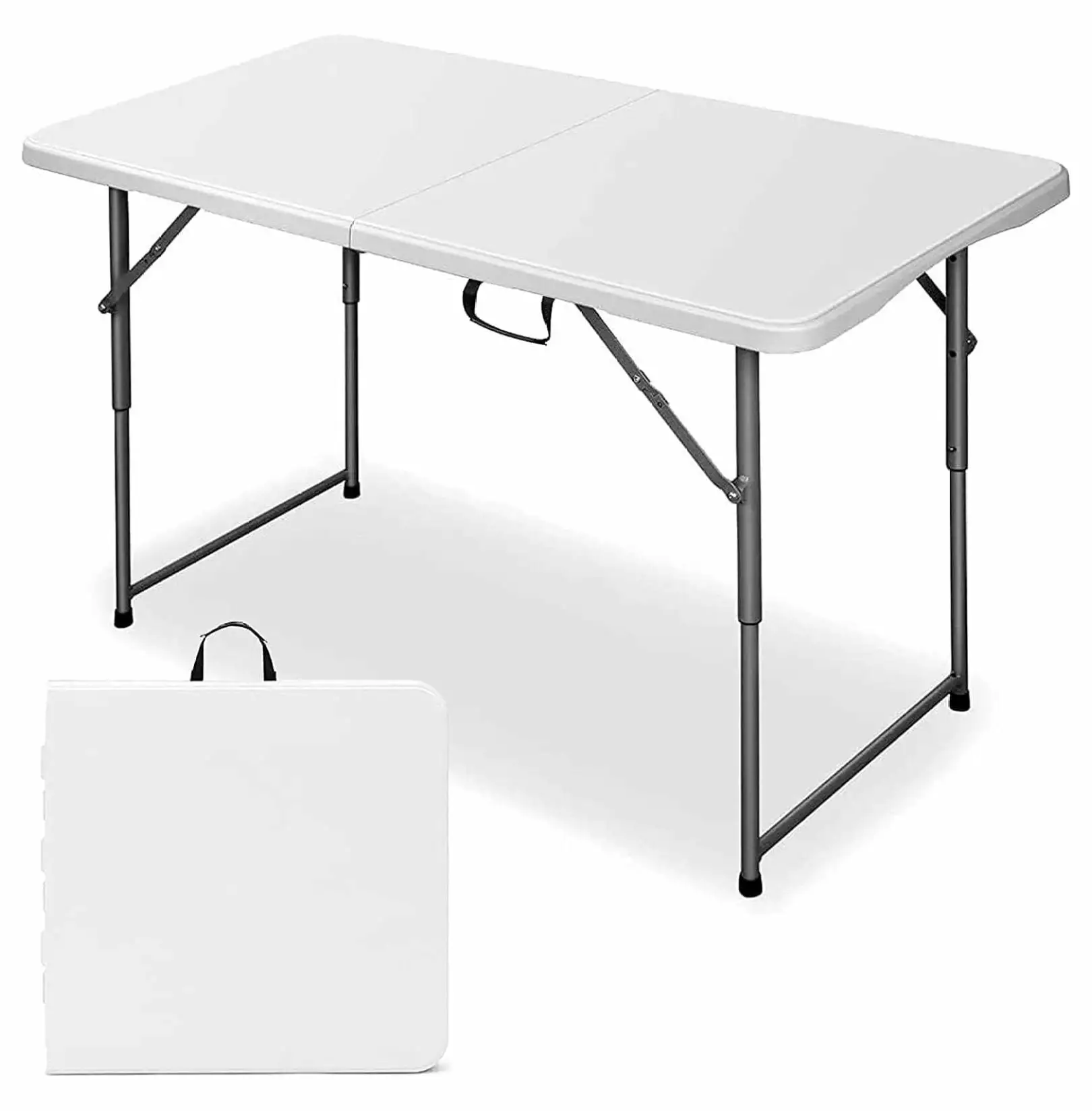 Zazesaby 4FT Fold--Half Table Portable Folding Picnic Table White Indoor Outdoor Use