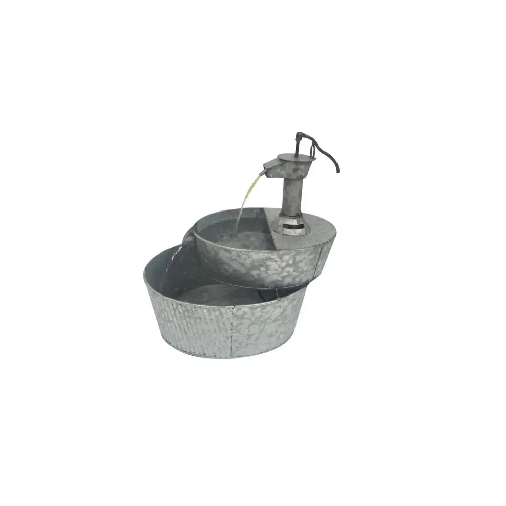 Seasonal Trends Y95854 Titan Metal Bucket Fountain Gray Outdoor Garden Decor