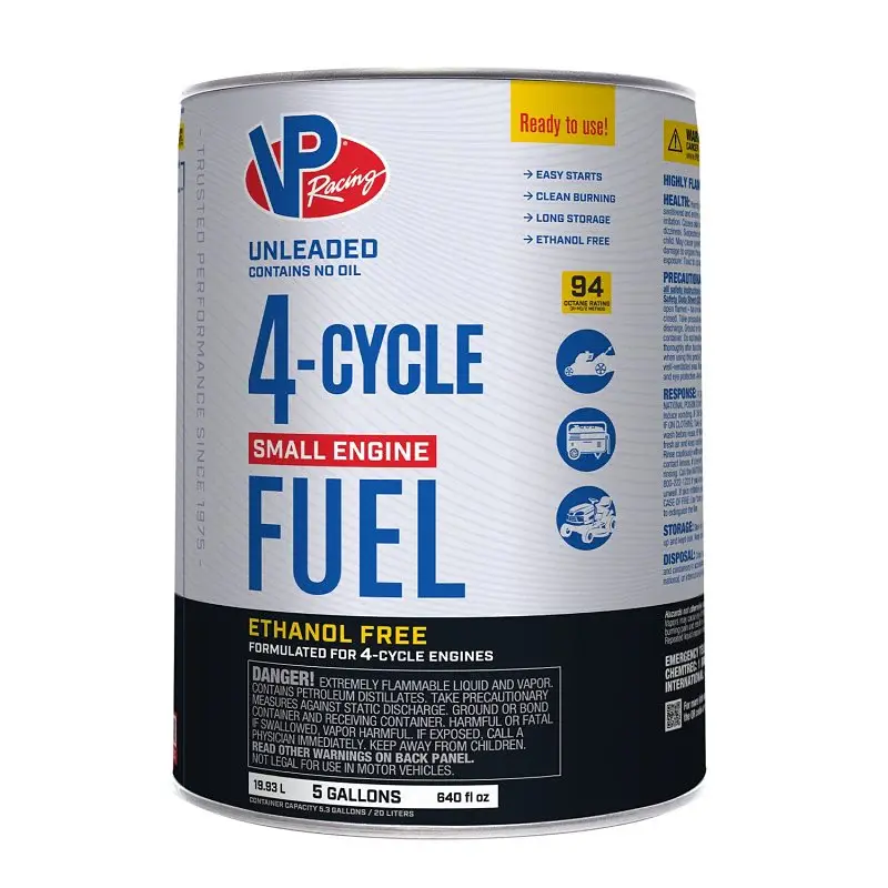 VP Racing 6202 4-Cycle Miniature Engine Fuel, Aromatic Hydrocarbon, Colorless, 5 gal Pail