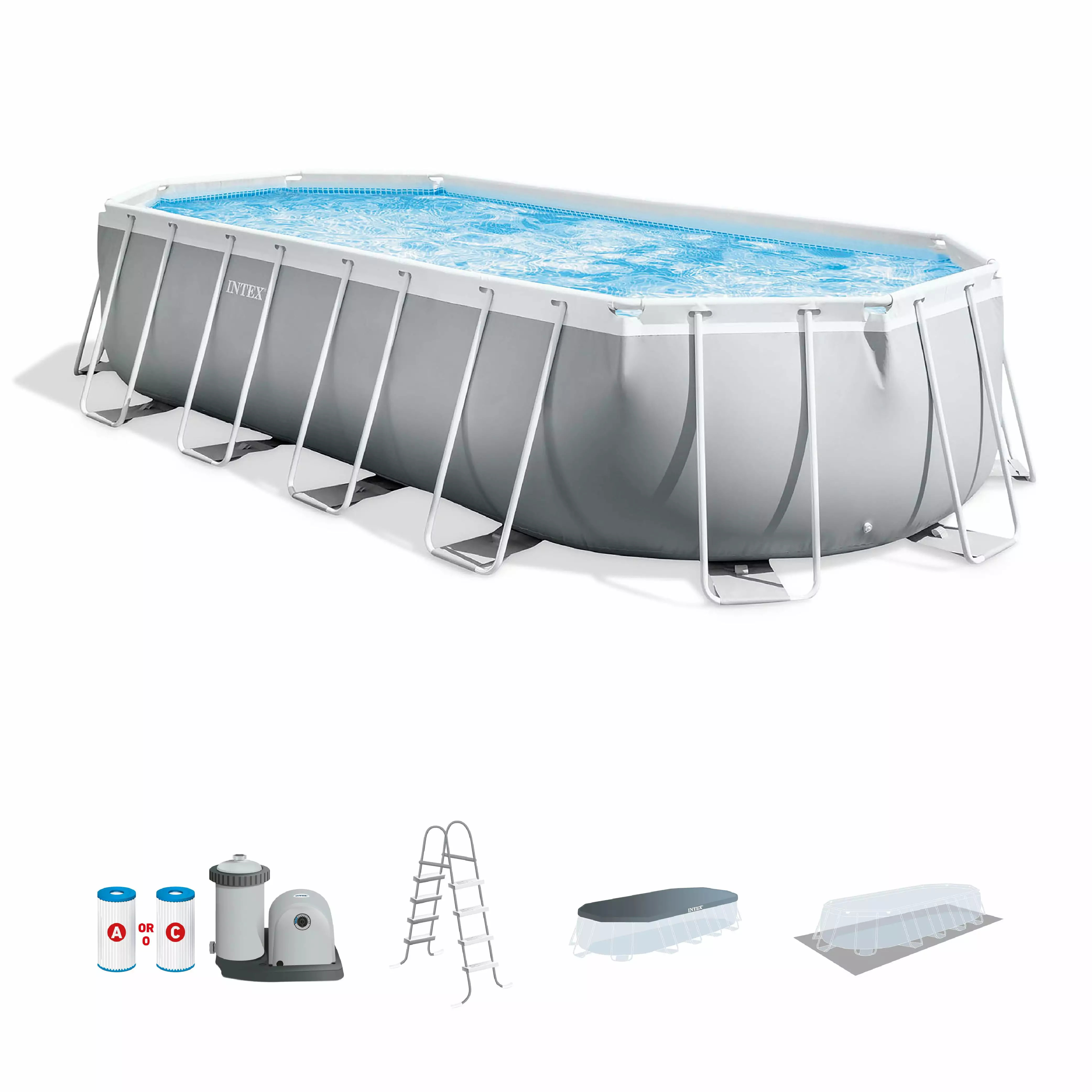 Intex 20 Foot Prism Frame Oval Pool Set 20x12x48