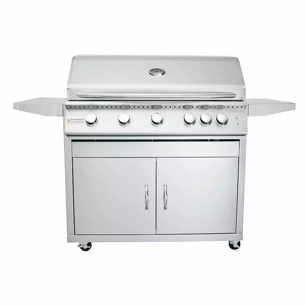 RCS Premier Series 40-Inch 5-Burner Propane Gas Grill Rear Infrared Burner & Grill Lights - RJC40ALLPCK