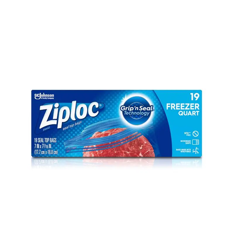 Ziploc Easy Open Tabs 1 Gallon Clear Freezer Bags 14 Pack