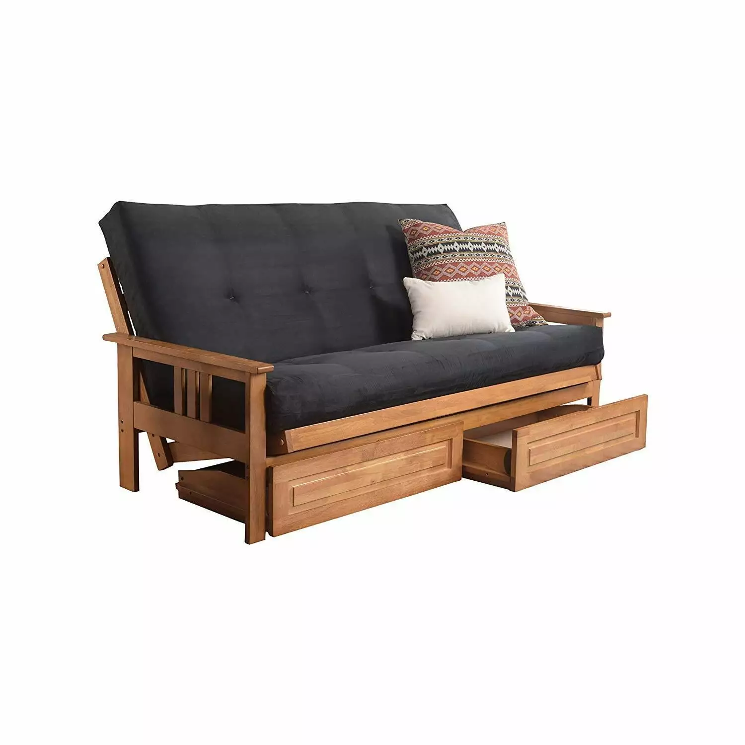 Homestock Rustic Refinement Full Futon Frame Storage Drawers Butternut/Brown Futons