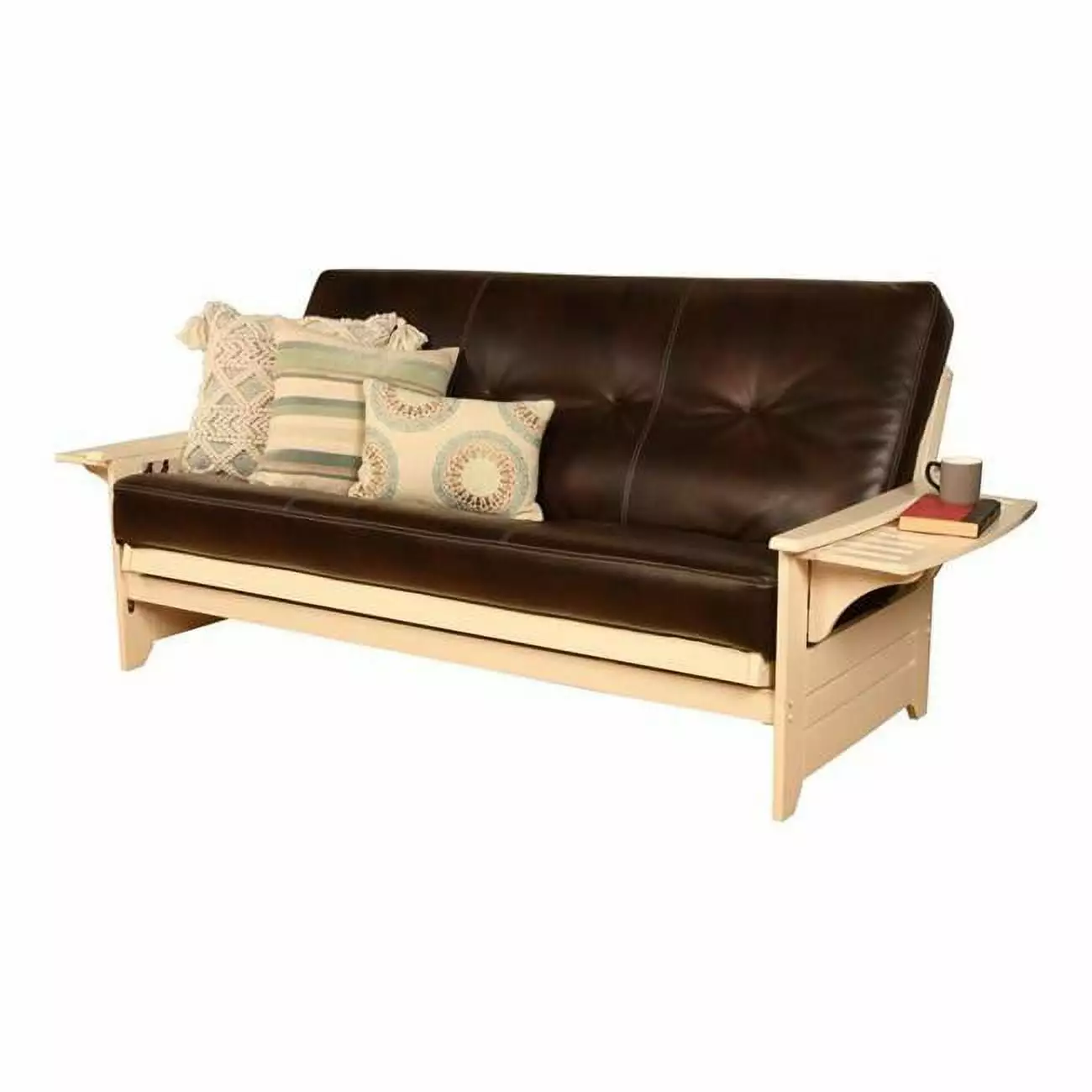 Kodiak Furniture Phoenix Antique White Futon Brown Faux Leather Mattress Futons