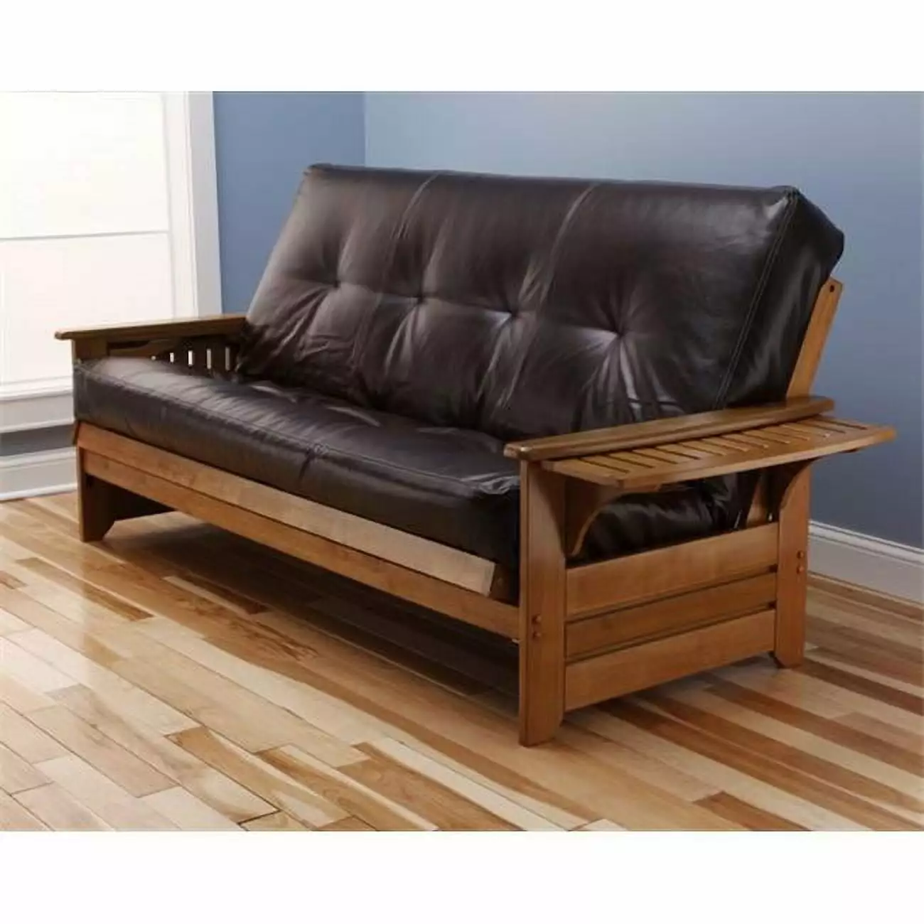 Kodiak Furniture Phoenix Butternut Futon Java Brown Faux Leather Mattress Futons