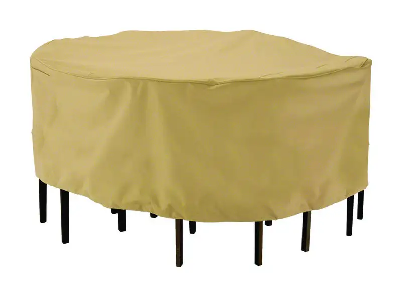 Classic Accessories Terrazzo 23x94x94 Inch Brown Polyester Dining Set Cover Waterproof Outdoor Furniture Protector