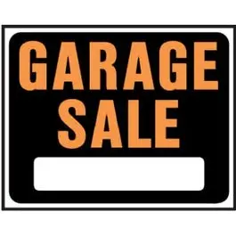 Hy-Glo Orange Black Plastic Garage Sale Sign 15 x 19 Inches Hy-Ko
