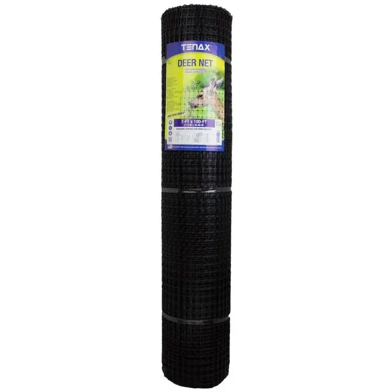 Tenax Polypropylene Black Folded Deer Netting Fence 0.63x0.75 Mesh 100x7 ft Garden Protection