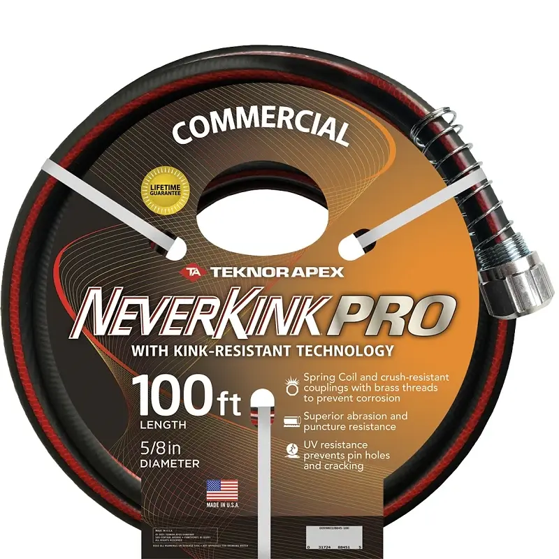 Apex Neverkink Pro Commercial 8845-100 Water Hose, 5/8 , 100 ft L, Warm alloy Threaded Coupling
