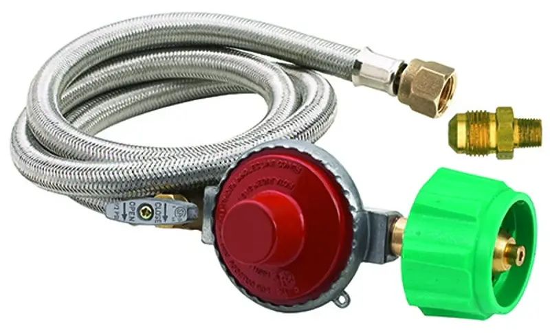 Bayou Classic M5HPR-1 Hose and Regulator, 3/8 Connection, 48 L Hose, Rust-proof Steel