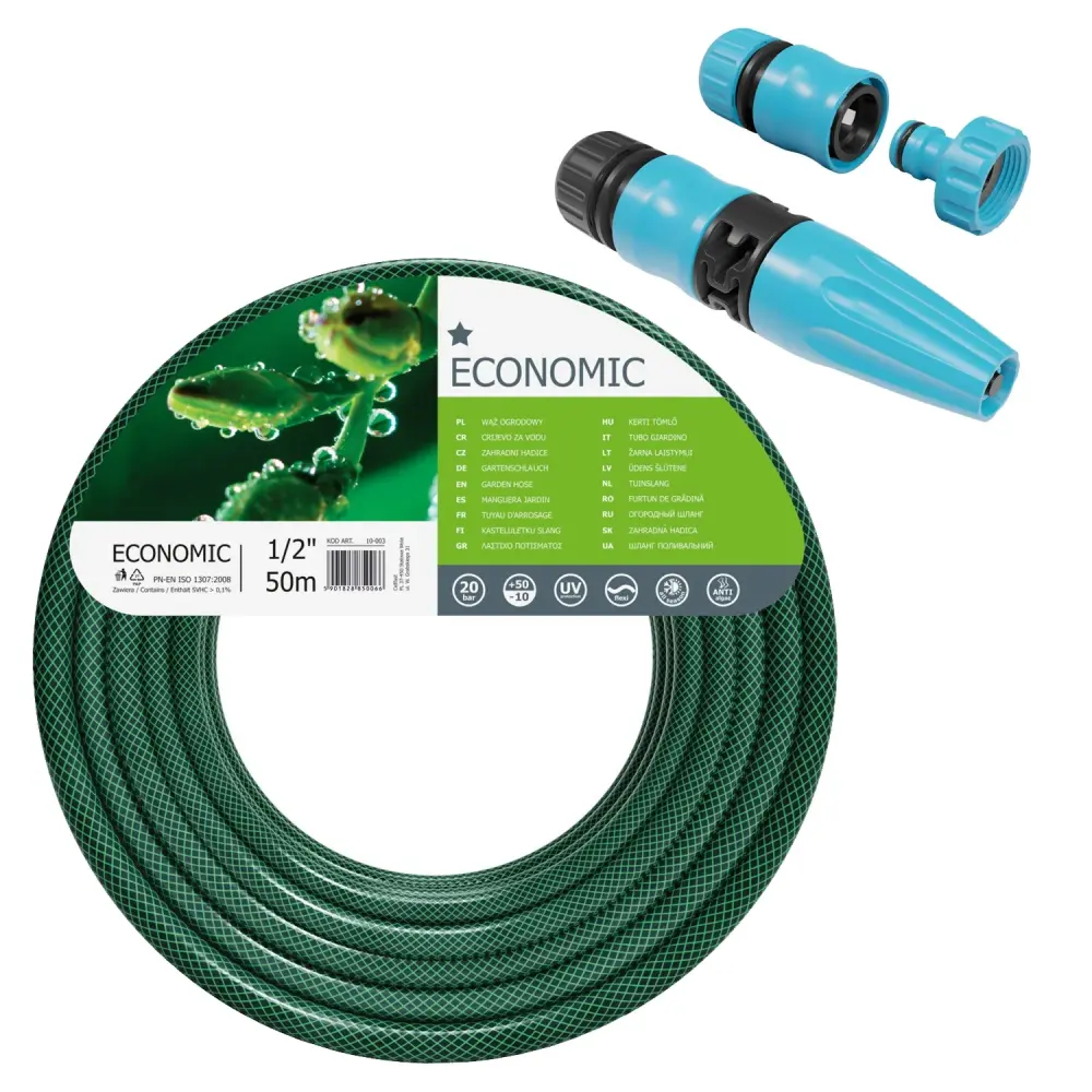 Cellfast Economic 1/2" Garden Hose 50m Included Sprinkler Trouble-free Watering