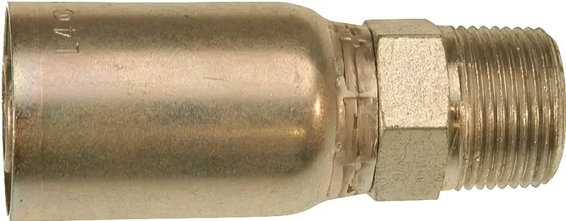 Gates MegaCrimp G25100-1616 Hose Coupling, 1 x 1 Dia, 4.11 , 1-11-1/2, Crimp x NPTF, Straight Angle, Steel, Spelter