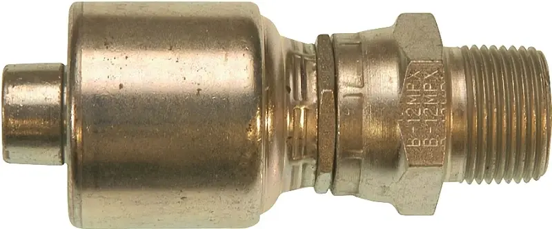 Gates MegaCrimp G25105-1616 Hose Coupling, 1 x 1 Dia, 4.73 , 1-11-1/2, Crimp x NPTF, Straight Angle, Steel, Spelter