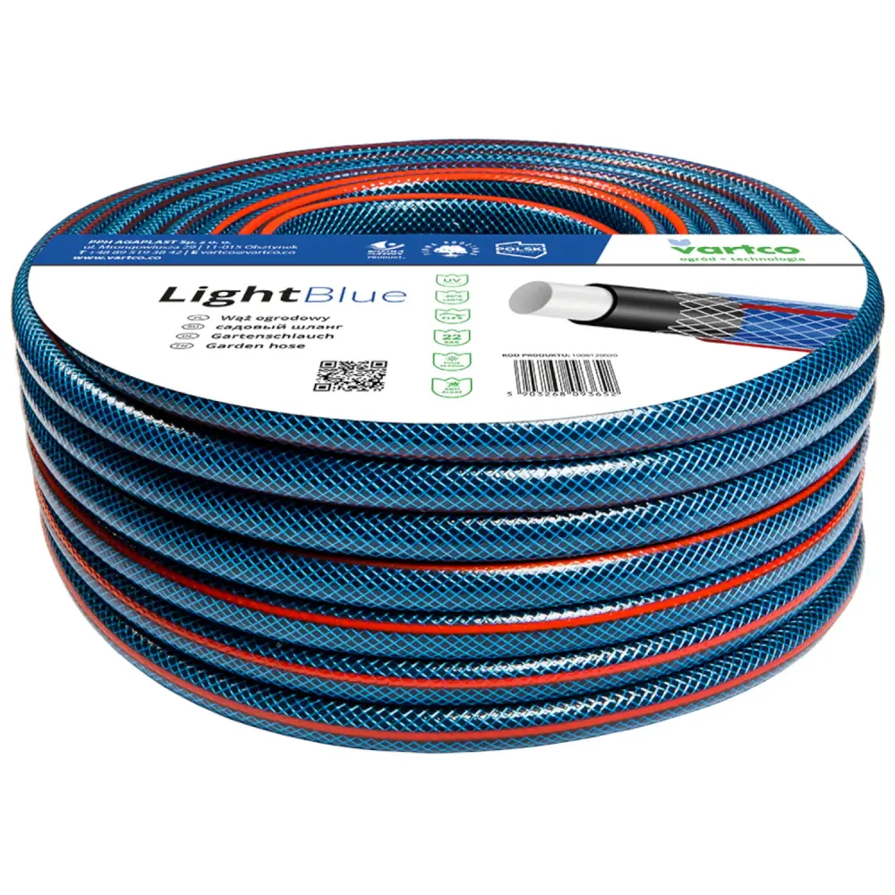 Vartco Portable Blue 1/2" garden hose 30m 4 layers