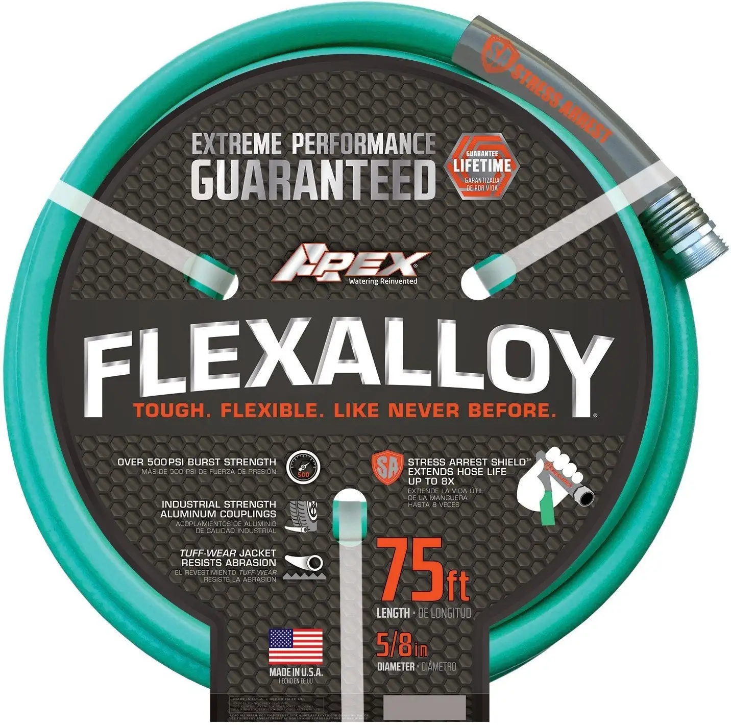 Apex 8550-75 Flexalloy Garden Hose 5/8 Inch Diameter 75 Feet Long