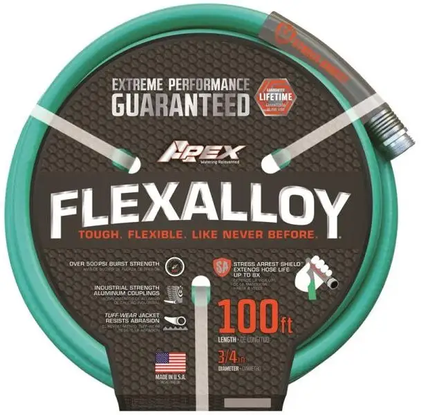 Apex 9550-100 Flexalloy Garden Hose 3/4 Inch Diameter 100 Feet Long