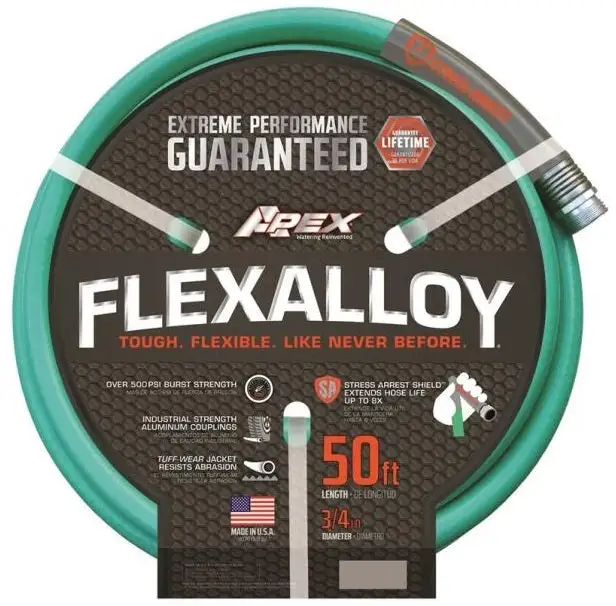 Apex 9550-50 Flexalloy Garden Hose 3/4 Inch Diameter 50 Feet Long