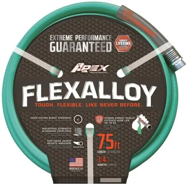 Apex 9550-75 Flexalloy Garden Hose 3/4 Inch Diameter 75 Feet Long