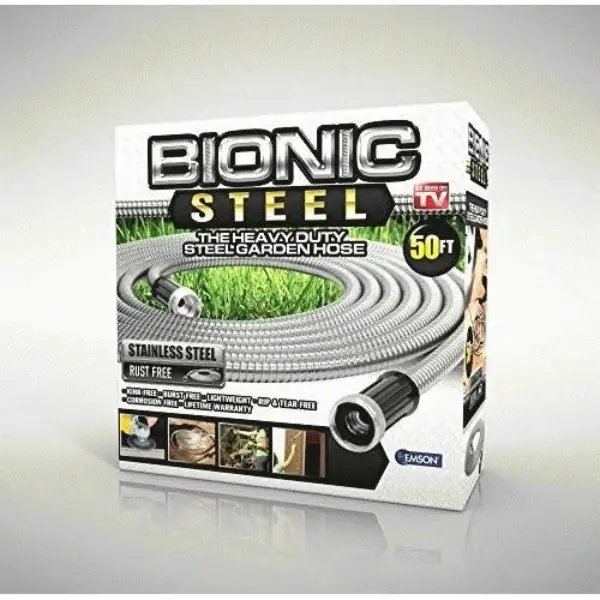 Bionic Steel 1582 Stainless Steel Garden Hose 50 ft Heavy-Duty As Seen On TV