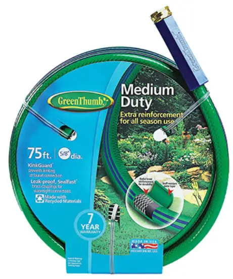 Green Thumb Nylon Reinforced Garden Hose 5/8 x 75 Feet 4 Ply Medium Duty