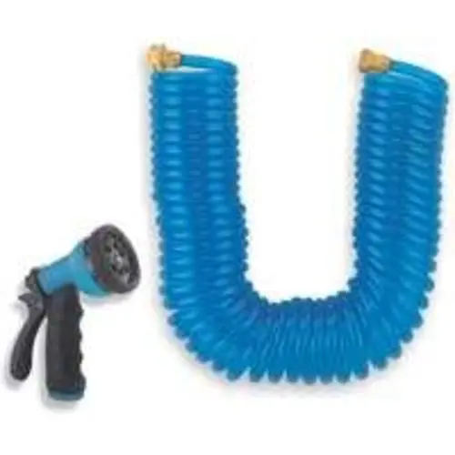 Landscapers Select GT-445030 Coil Hose Nozzle Set PVC Blue 3/4 x 50-Ft Garden Hose
